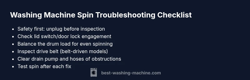 Tailwind CSS checklist infographic for washing machine spin troubleshooting