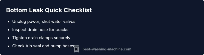 Checklist infographic for LG washer bottom leak repair