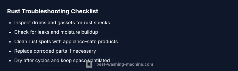 Checklist for rust troubleshooting on washing machines