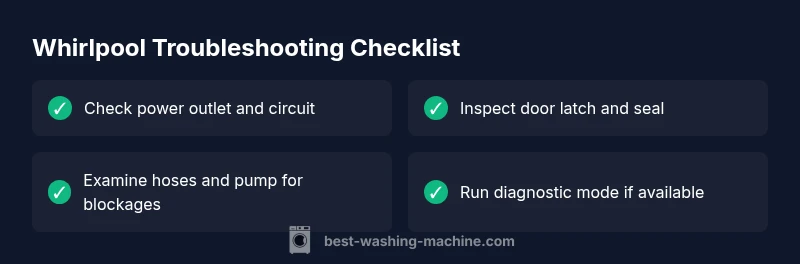 Checklist for Whirlpool washer troubleshooting