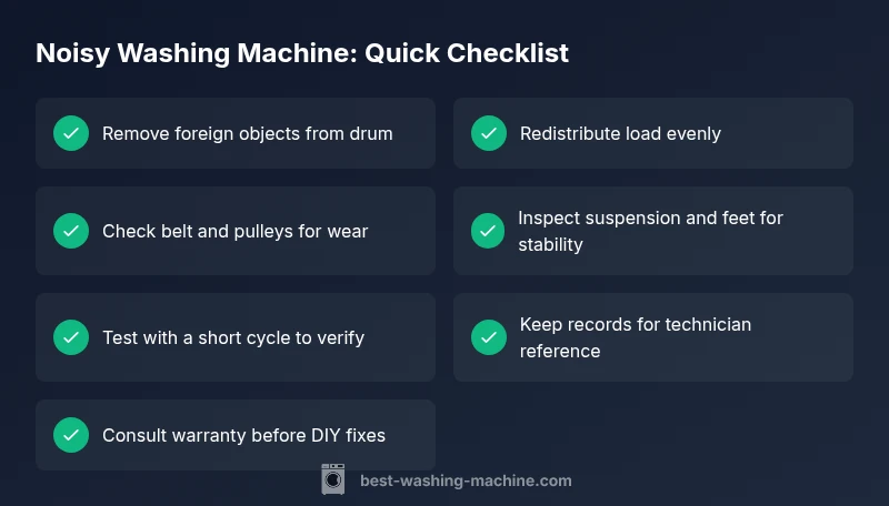 Checklist for reducing washing machine noise