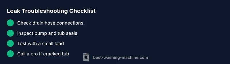 Checklist for diagnosing a bottom leak on a Samsung washing machine