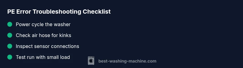 Infographic checklist for PE error troubleshooting on washing machines