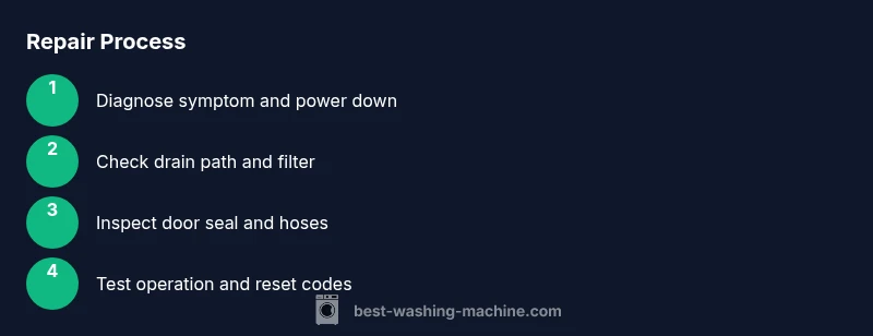 Process infographic showing LG front-load washer repair steps