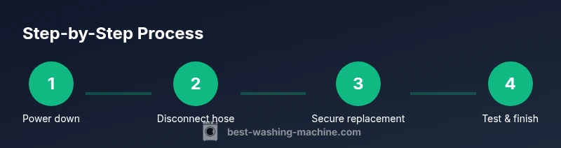 Infographic showing drain hose replacement steps for a Samsung washing machine