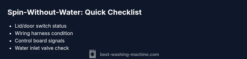 Infographic checklist for diagnosing spinning washing machine without water