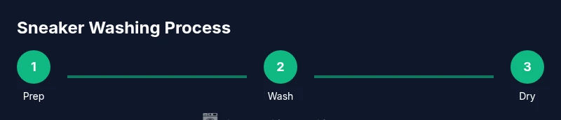 Process infographic showing prep, wash, and dry steps for sneakers