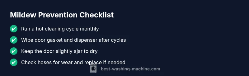 Infographic checklist for preventing washing machine mildew smell