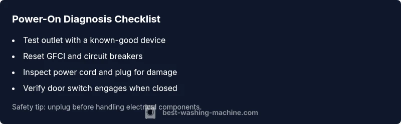 Checklist for diagnosing washing machine power-on issues