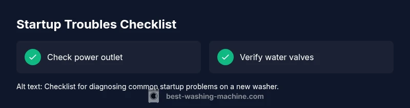 Checklist infographic for starting a non-working new washing machine