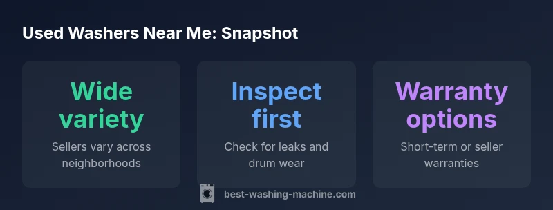 Infographic showing price bands and inspection tips for used washers near me
