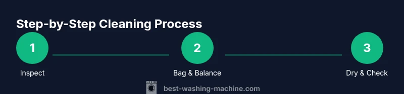 Process infographic showing inspection, washing, drying steps