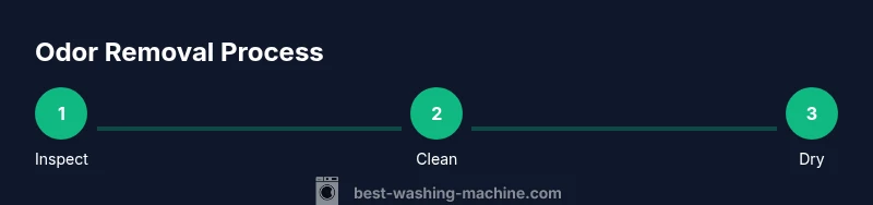 Process infographic showing steps to remove odor from a washing machine