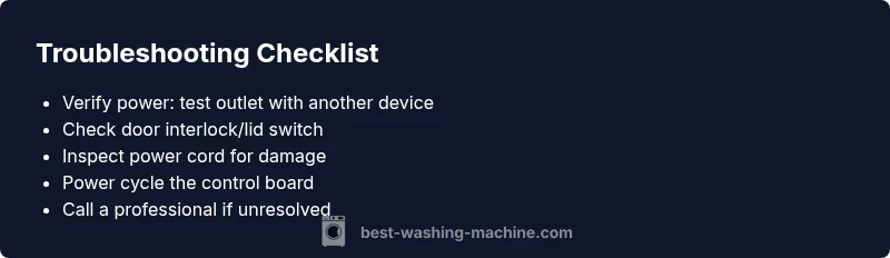 Checklist infographic for Samsung washer turn-on issues