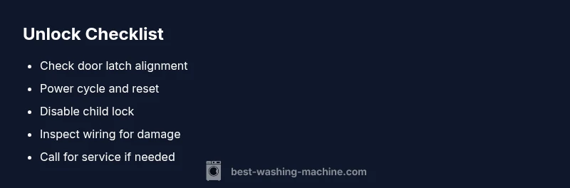 Checklist for unlocking a locked washing machine