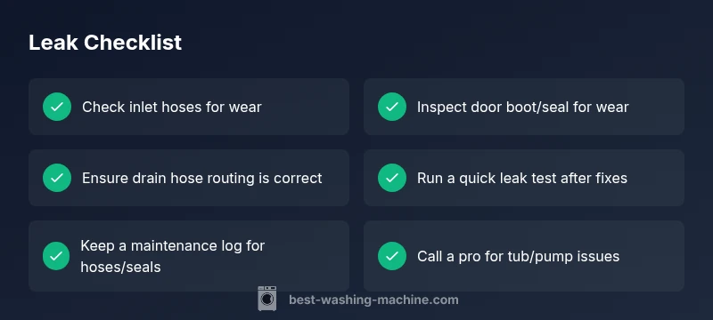 Checklist for diagnosing washing machine leaks