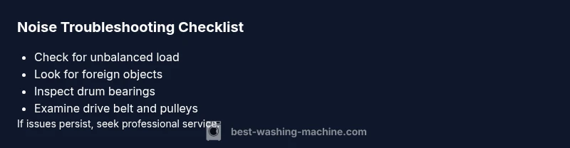 Infographic checklist for washing machine noise causes and fixes