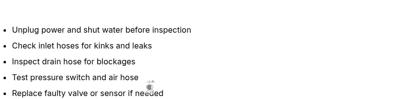Checklist: diagnosing washing machine overflow